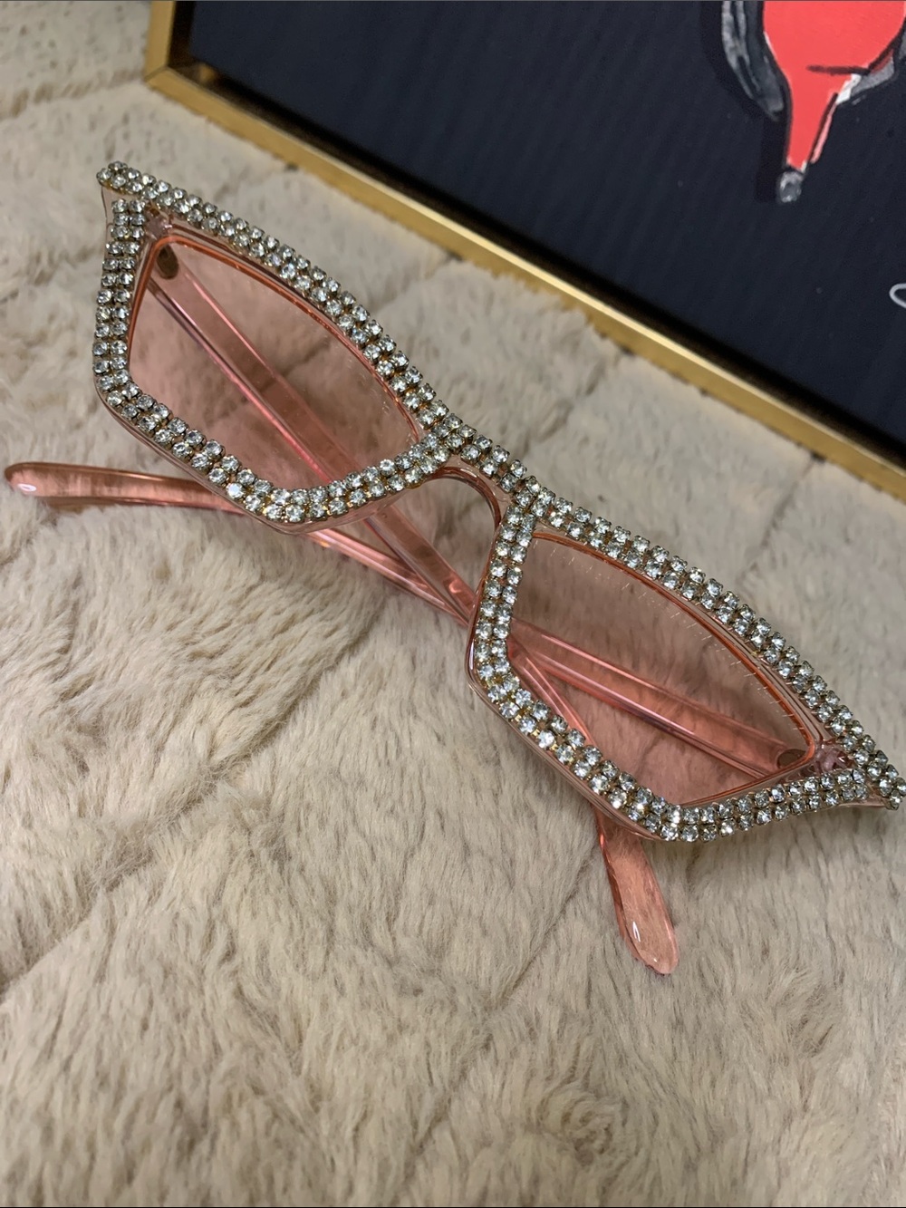 Pink Rhinestone Cat-Eye Sunglasses for Women